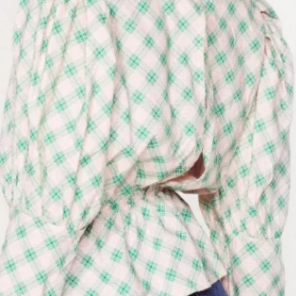 Daisy Street Pink Plaid Cottagecore Peasant Peplum Top - Medium - - Picture 3 of 11